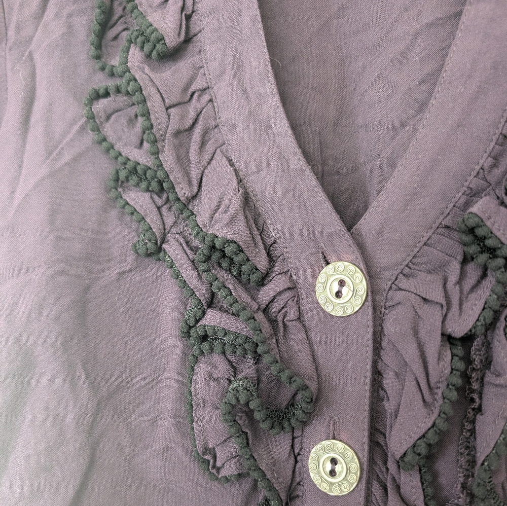 ANTHRO Odille Ruffle Top In Plum Purple - Picture 7 of 12